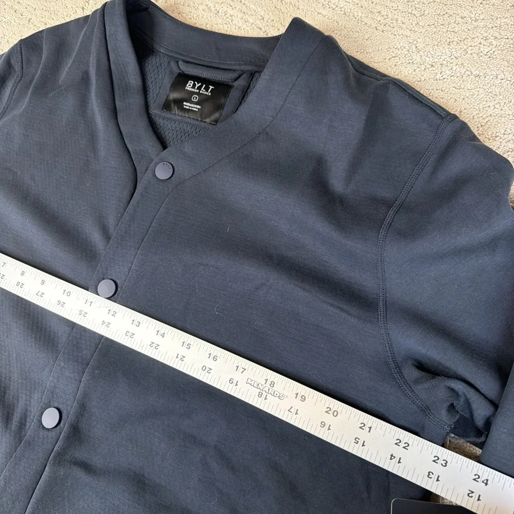 Men's NEW BYLT Adventure Fleece Cardigan Size Large Navy Blue Preppy